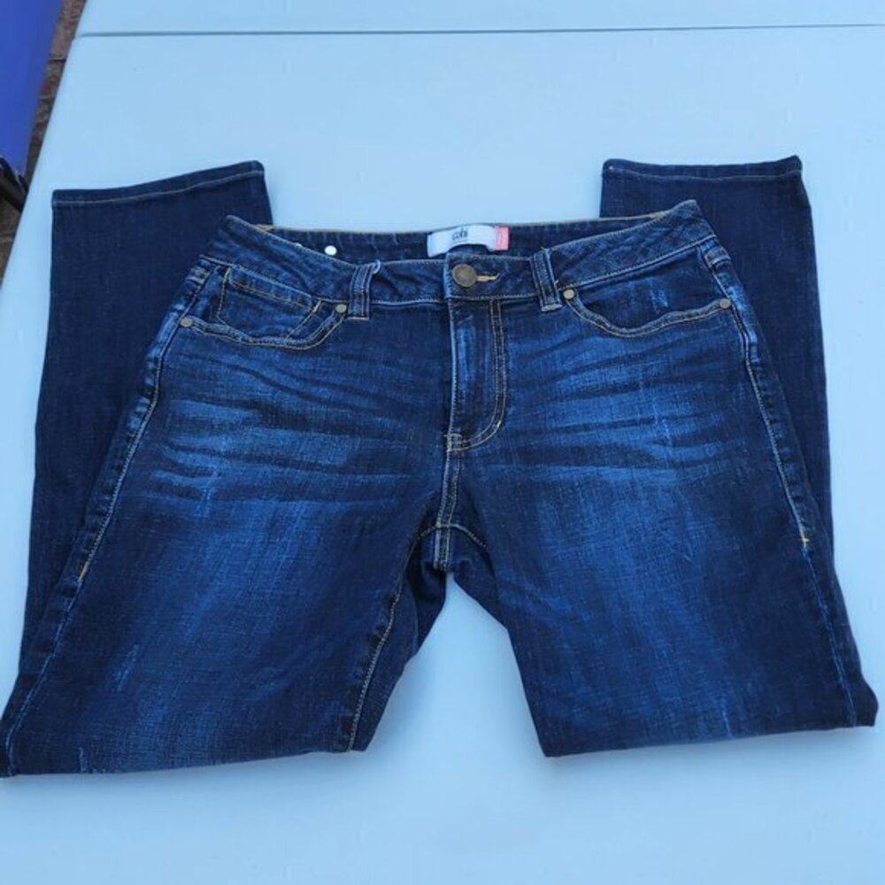 CAbi Womens Size 8 High Straight Leg Jeans Style Dark Wash